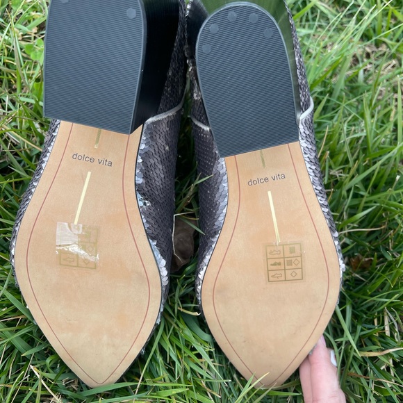 New Parry Dolce Vita Silver Sequin Booties Sz 10 - Picture 8 of 8